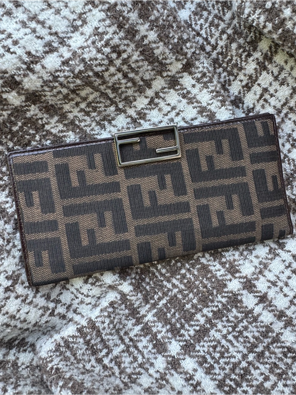 Vintage Fendi Brown and Dark Brown Zucca Wallet